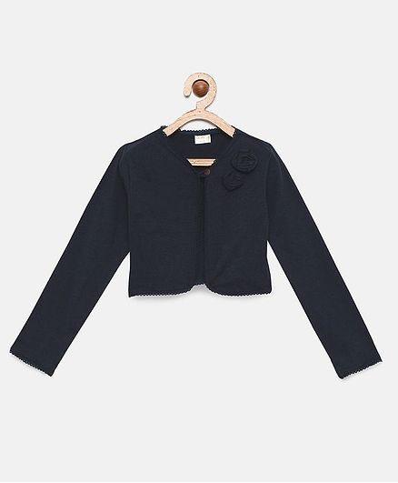 Aomi Full Sleeves Flower Detailed Shrug - Blue