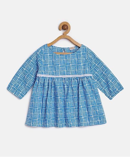 Aomi Three Fourth Sleeves Printed Top - Blue