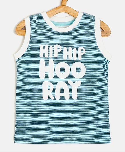Aomi Striped Sleeveless Text Print Tee - Blue