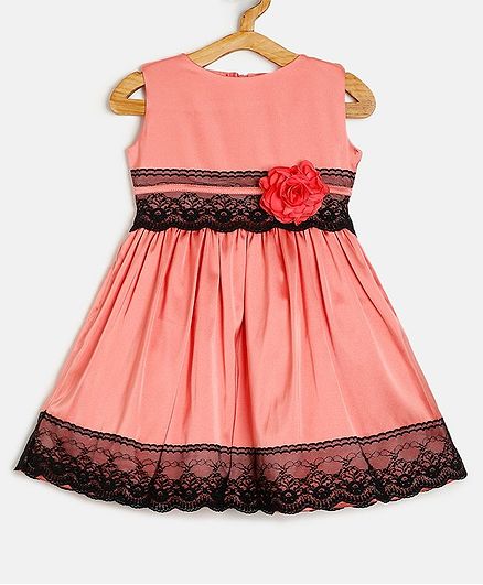 Aomi Lace Detailed Fit And Flare Sleeveless Dress - Peach