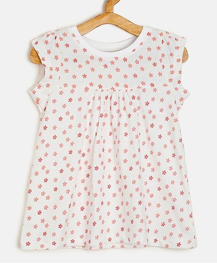 Aomi Sleeveless Flower Print Top - White