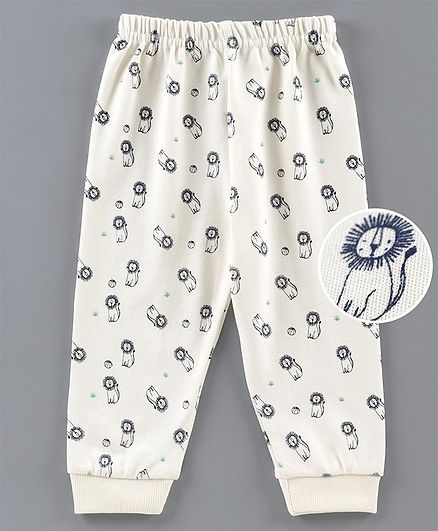 Ollypop Full Length Lounge Pants Lion Print - Cream