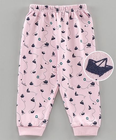 Ollypop Full Length Lounge Pants Boat Print - Pink