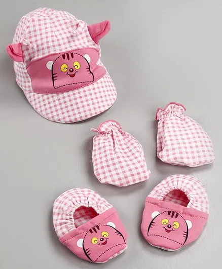 Cucumber Cap Mittens & Booties - Pink