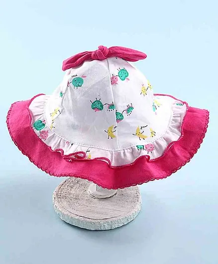 Cucumber Fruits Print Summer Caps Pink - Diameter 14.5 cm