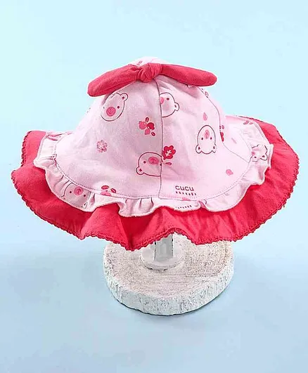 Cucumber Summer Cap Teddy Print Pink - Diameter 14.5 cm