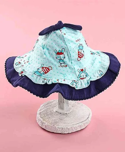 Cucumber Summer Cap Bunny Print Blue - Diameter 14.5 cm