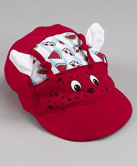 Cucumber Baby Summer Cap With 3D Ears Red - Diameter 11.5 cm
