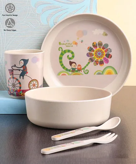 Bamboo Baby Dinner Set Pack Of 5 - Beige