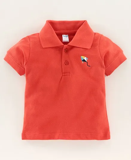 Tango Half Sleeves Tee Kite Embroidery - Red