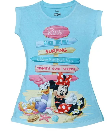 Disney By Crossroads Short Sleeves Minnie Printed Dress - Sky Blue