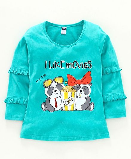 Nottie Planet Full Sleeves Teddy Bear Print T-Shirts - Green
