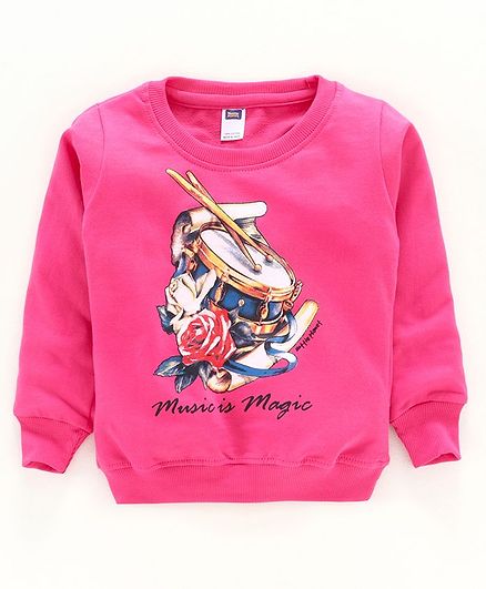 Nottie Planet Full Sleeves Drum Print Music Is Magic Print Sweatshirt - Rani