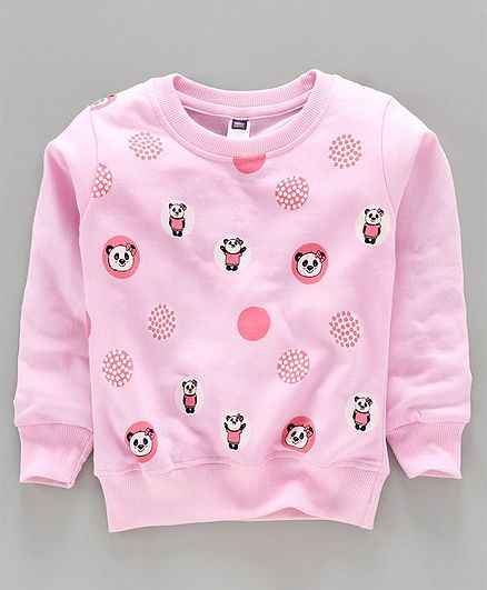 Nottie Planet Full Sleeves Bear Print Sweatshirt - Pink