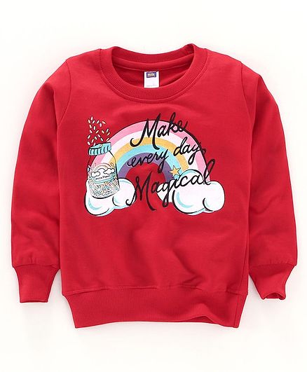 Nottie Planet Full Sleeves Magic Every Day Magic Sweatshirt - Red