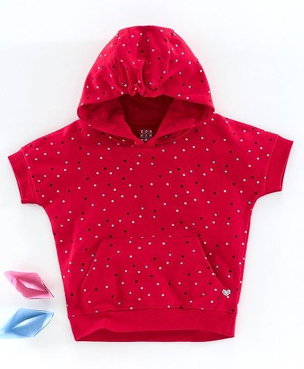 Ed-a-Mamma Printed Short Sleeves Hoodie - Red