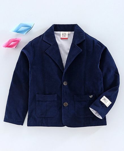 Ed-a-Mamma Full Sleeves Knit Lining Corduroy Jacket - Navy