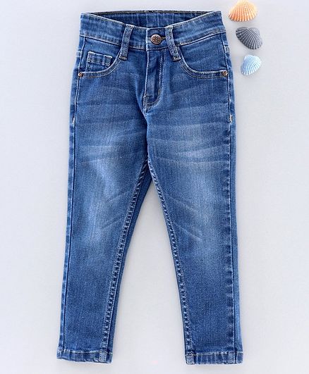 Ed-a-Mamma Full Length Knit Washed Jeans - Mid Blue