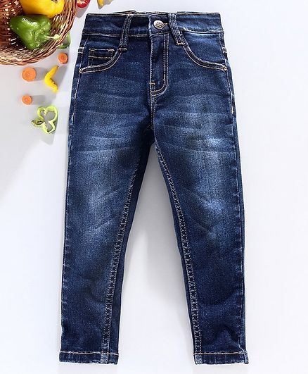 Ed-a-Mamma Full Length Knit Washed Jeans - Dark Blue