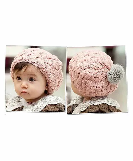 Ziory Knitted Beanie Cap Pink - Diameter 40 cm