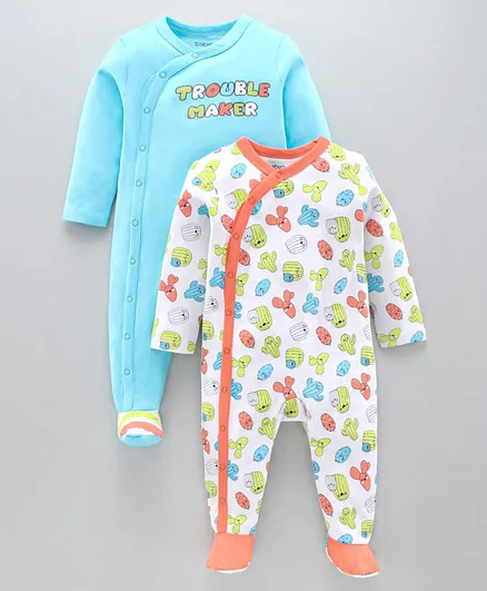 Babyoye Full Sleeves Sleep Suit Pack of 2 - Multicolor