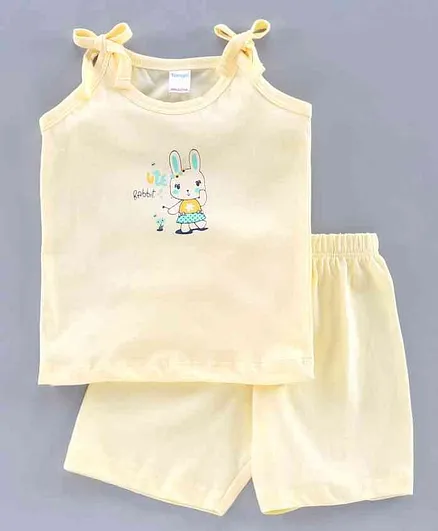 Tango Singlet Top & Shorts Bunny Print - Yellow