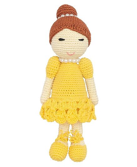 Happy Threads Crochet Doll Yellow - Height 19.5 cm