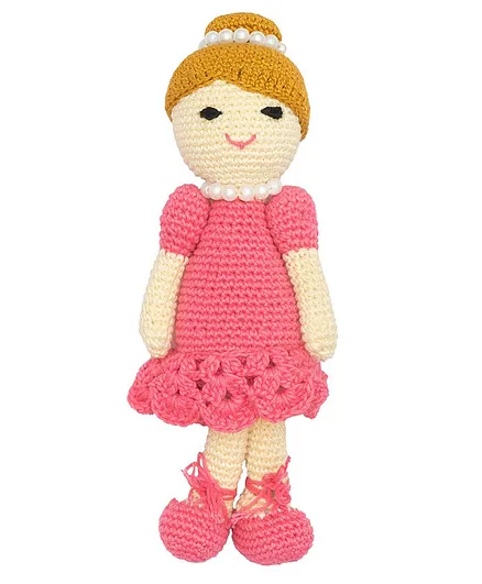Happy Threads Crochet Doll Pink - Height 19.5 cm