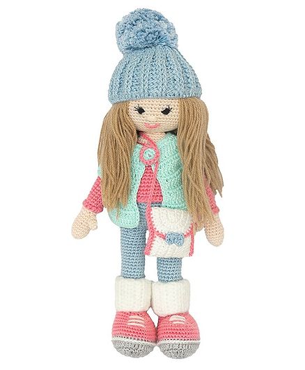 Happy Threads Crochet Molly Doll Pink and Blue - Height 30.48 cm