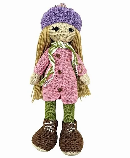 Happy Threads Crochet Molly Doll Pink and Blue - Height 20.32 cm