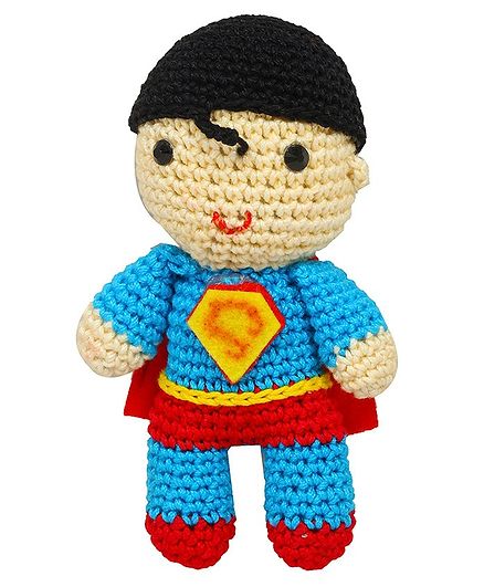 Happy Threads Crochet Superman Soft Toy - Height 10.16 cm