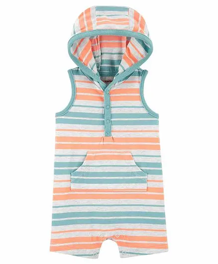 Carter's Striped Hooded Romper - Multicolor
