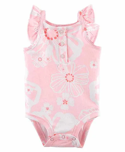 Carter's Floral Flutter Bodysuit - Pink