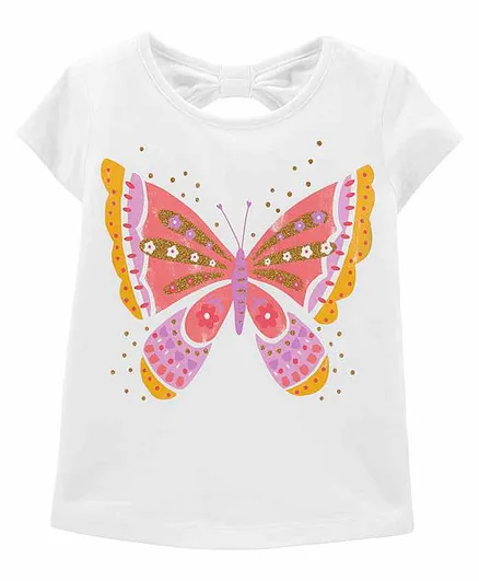 Carter's Butterfly Jersey Tee - White