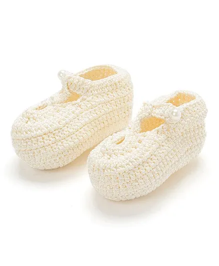 Funkrafts Solid Crochet Booties - Cream