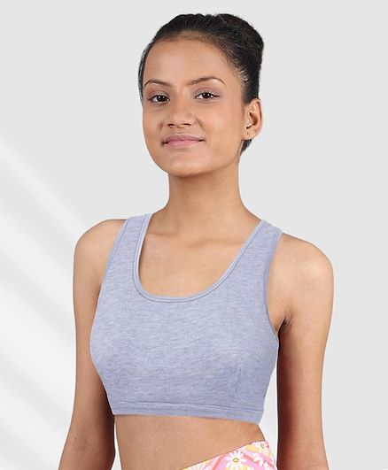 D'chica Sleeveless Solid Colour Sports Bra - Grey