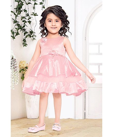 Fiona Flower Applique Sleeveless Dress - Pink