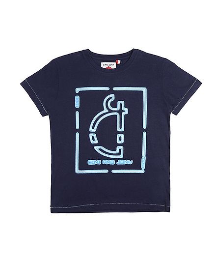 GINI & JON Half Sleeves Printed T-Shirt - Dark Blue