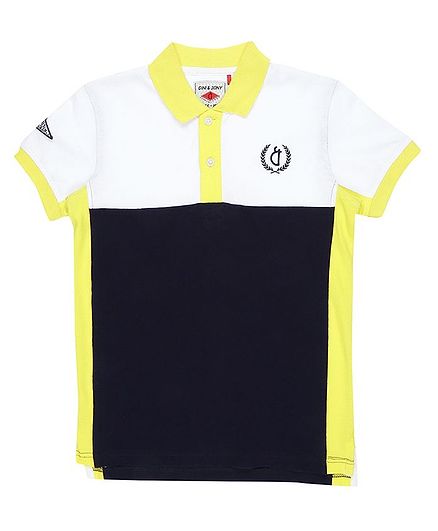 GINI & JONY Half Sleeves Solid Polo Tee - Dark Blue