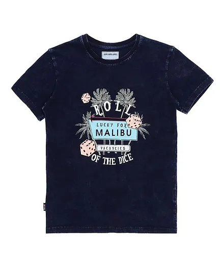 GINI & JONY Short Sleeves Roll Of The Dice Print Tee - Dark Blue