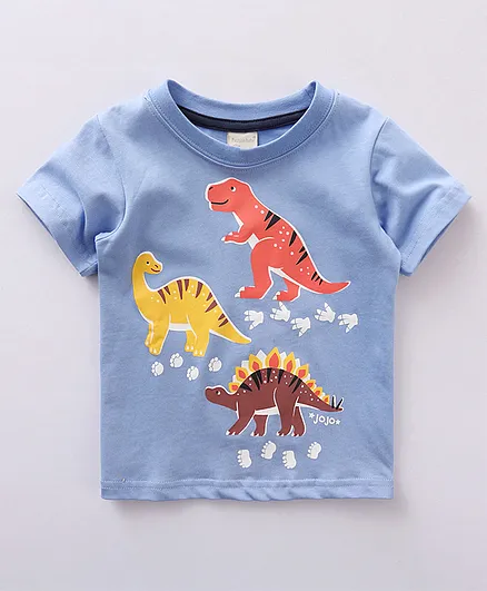 Kookie Kids Half Sleeves Striped Tee Aeroplane Print - Blue