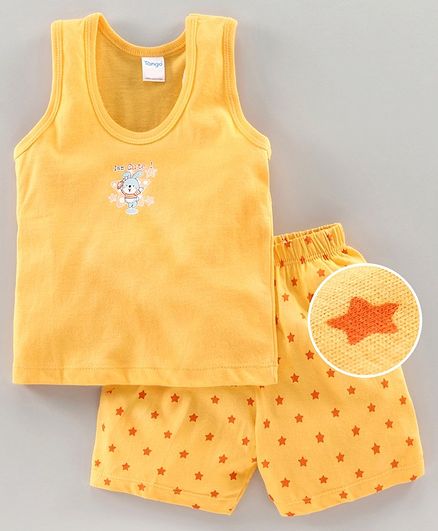 Tango Sleeveless Vest & Shorts Bunny Print - Yellow