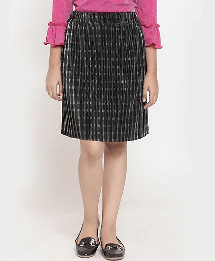 Natilene Solid Polyester Skirt - Black