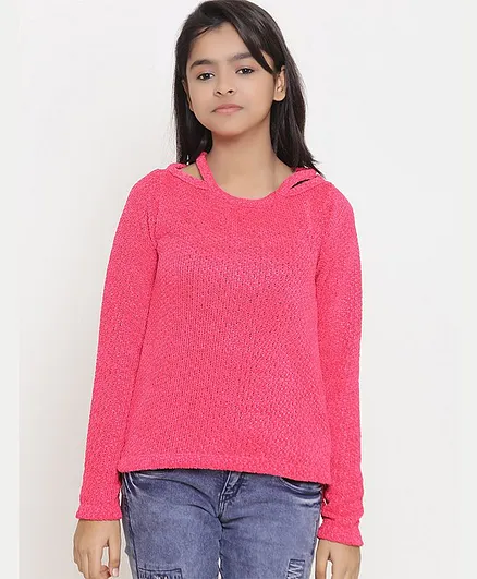 Natilene Solid Full Sleeves Top - Pink
