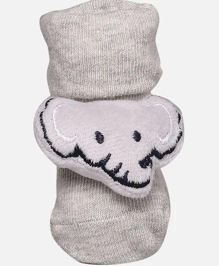 Yellow Bee Elephant Stuffed Toy Anti Skid Socks - Grey