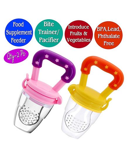 The Little Lookers Infant Silicone Food Nibbler Pack of 2 - Yellow Pink