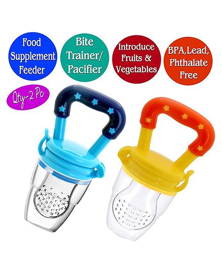 The Little Lookers Infant Silicone Food Nibbler Pack of 2 - Yellow Blue