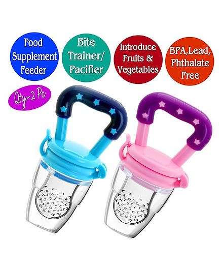 The Little Lookers Infant Silicone Food Nibblers Pack of 2 - Blue Pink