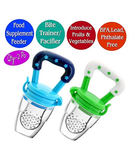 The Little Lookers Infant Silicone Food Nibblers Pack of 2 - Green Blue