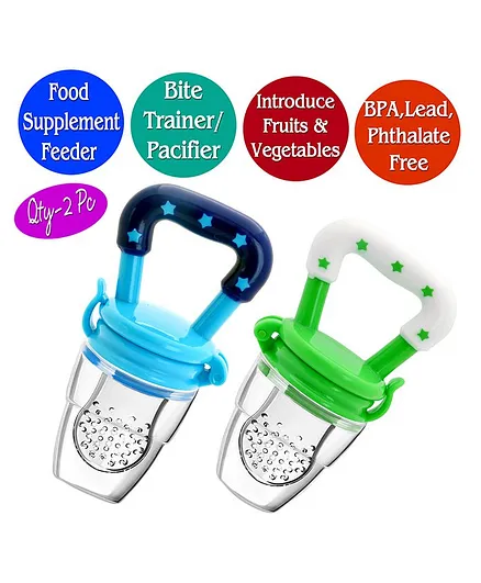 The Little Lookers Infant Silicone Food Nibblers Pack of 2 - Green Blue